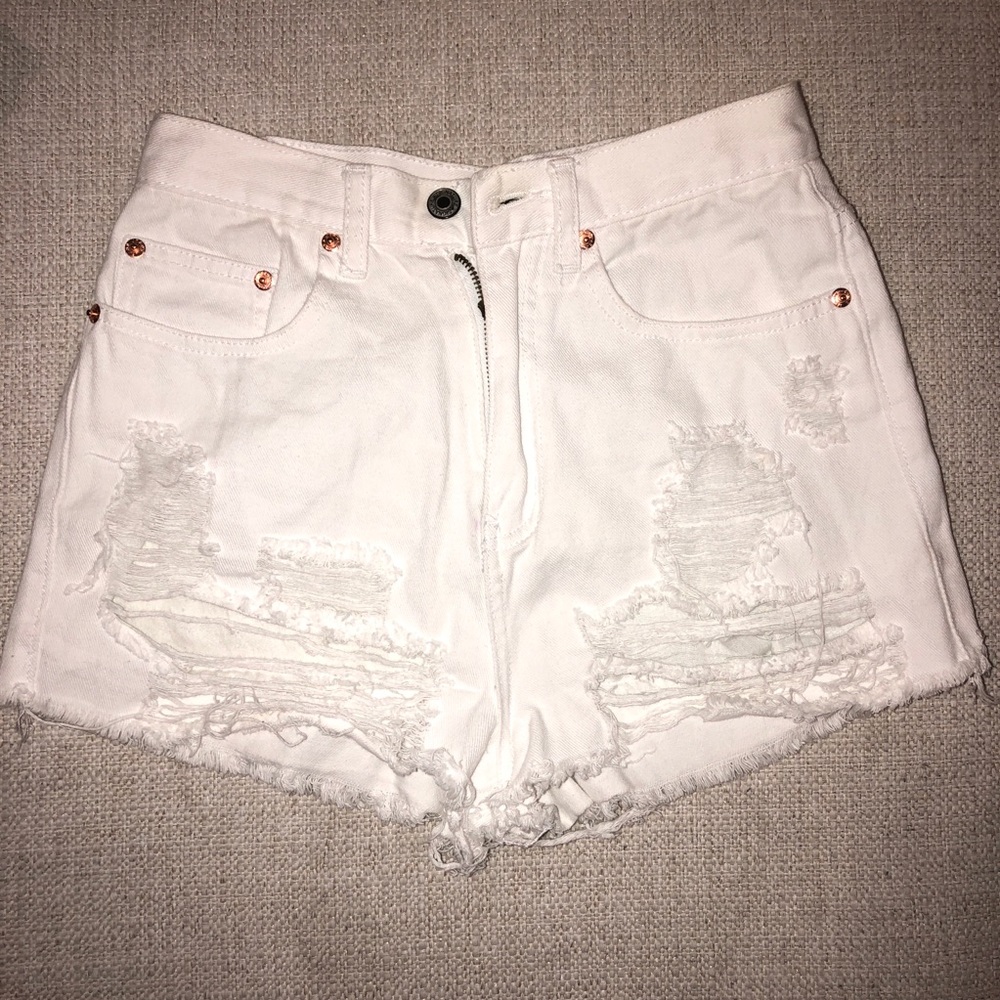 Forever 21 white ripped shorts